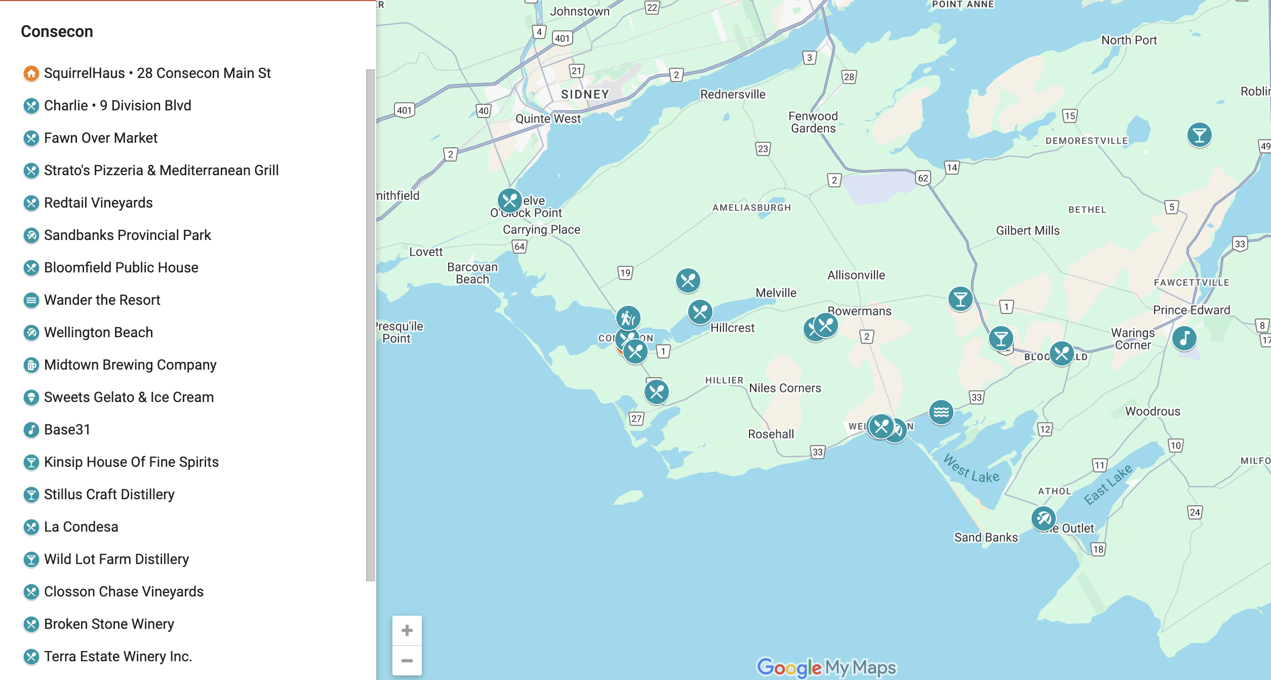 Image of a custom Google map